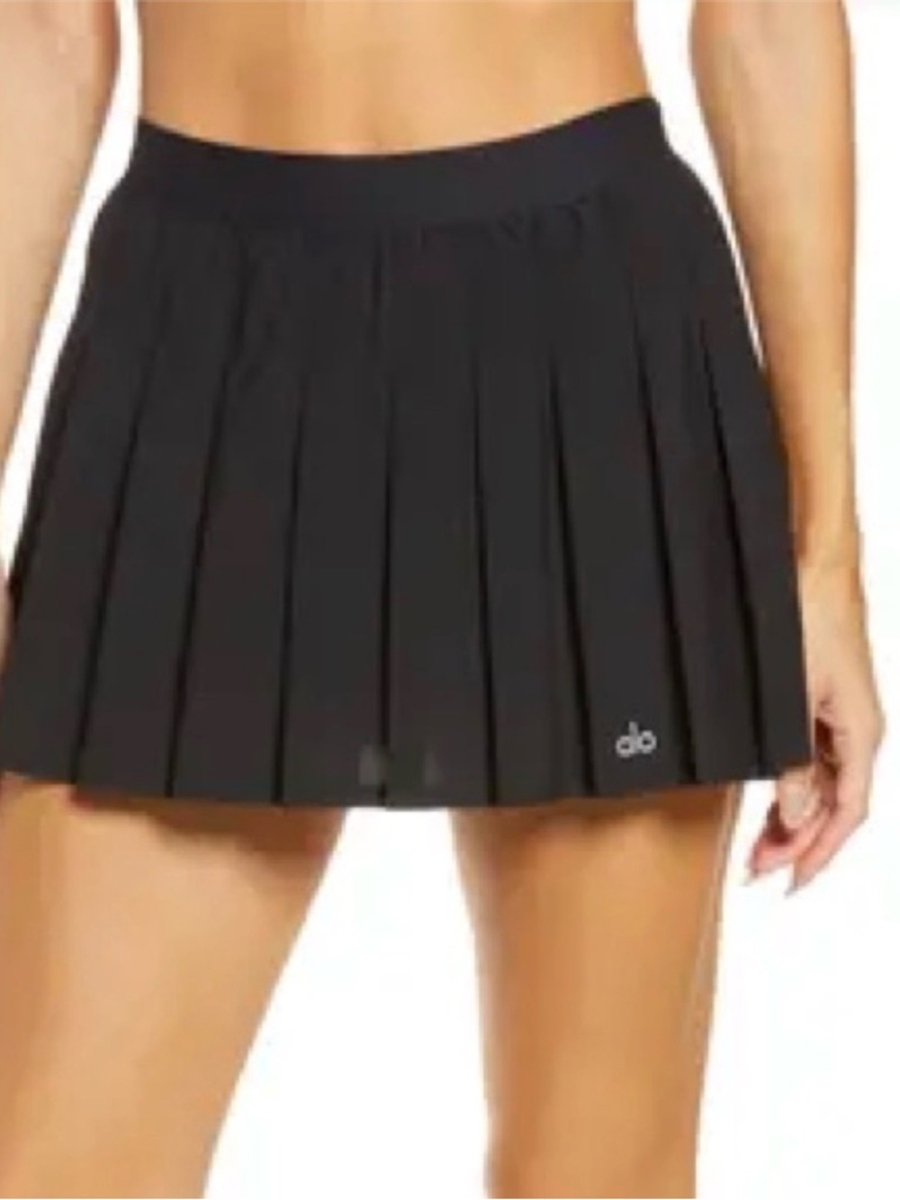 ALO Yoga Black Pleated Tennis Skirt